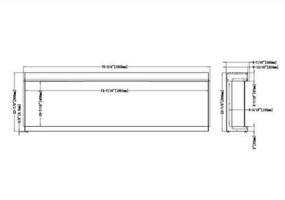 Modern Flames Orion 76" Slim Heliovision Fireplace (6" Deep - 15" Viewing)