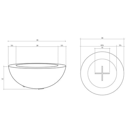 Fire Bowl 39" Moderno 6 - Free Cover ✓ [Prism Hardscapes]