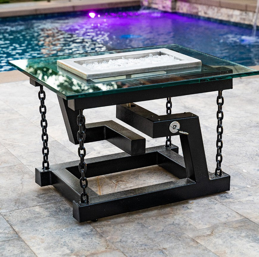 The Outdoor Plus Newton Powde Coated Fire Pit / Chain Support + Free Cover | Outdoor Heat Direct