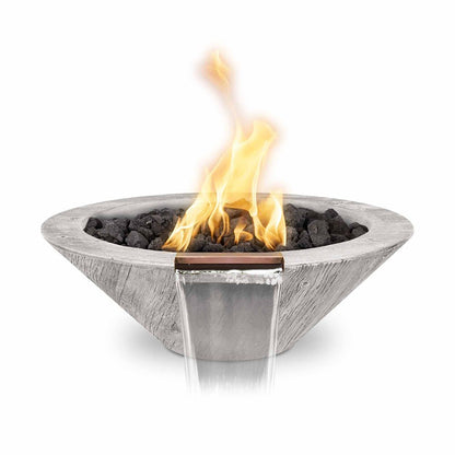 The Outdoor Plus Cazo Wood Grain Concrete Fire & Water Bowl + Free Cover | Outdoor Heat Direct