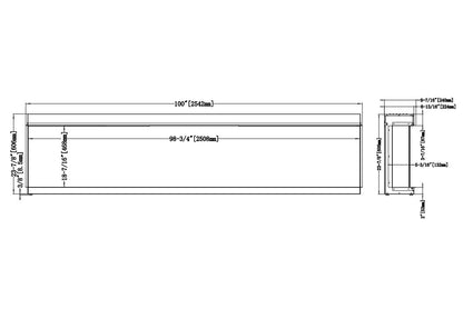 Modern Flames Orion 100" Multi Heliovision Fireplace (9" deep - 18" viewing)