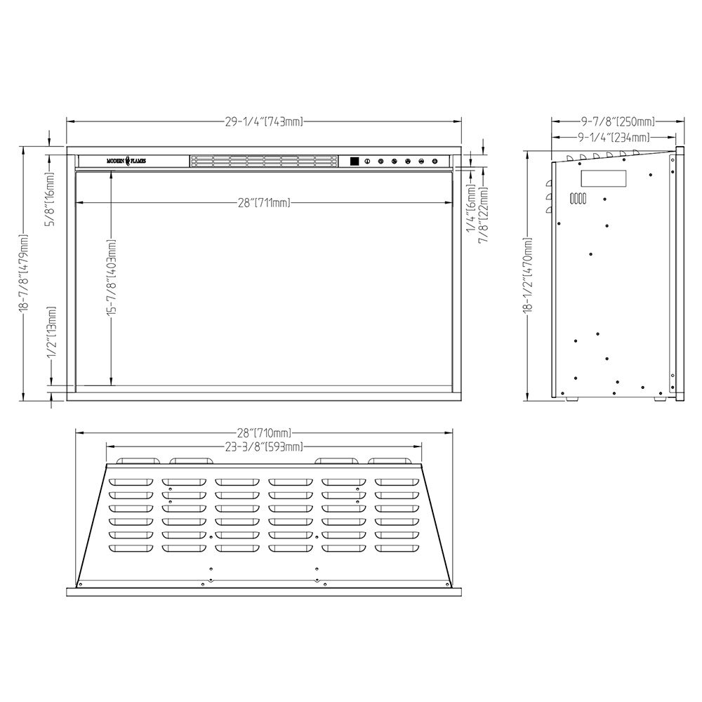Modern Flames LG 7" Surround for Redstone 26 (Covers 36 3/4"W x 25 1/4"H)