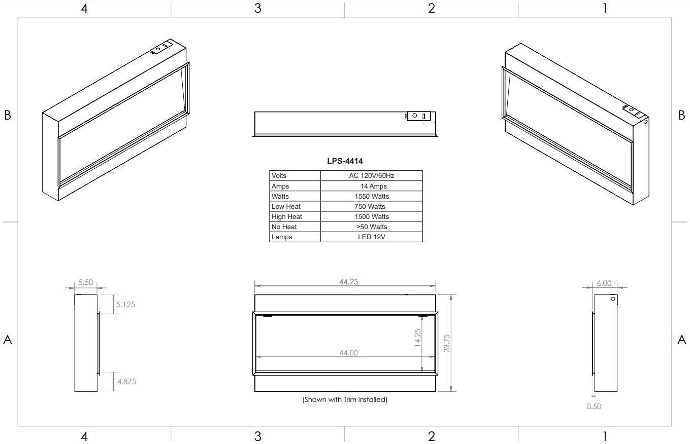 Modern Flames 44" Landscape Pro Slim Built-in (5.5" deep - 44" x 14" viewing)