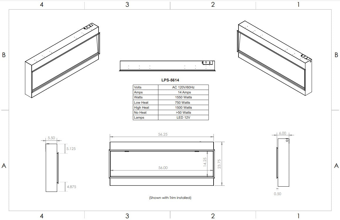 Modern Flames 56" Landscape Pro Slim Built-In (5.5" Deep - 56" X 14" Viewing)