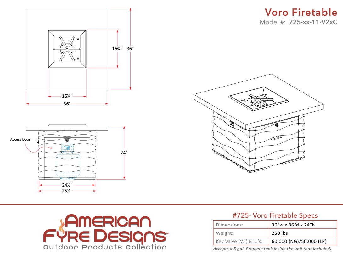 Voro Firetable + Free Cover - American Fyre Designs | Outdoor Heat Direct